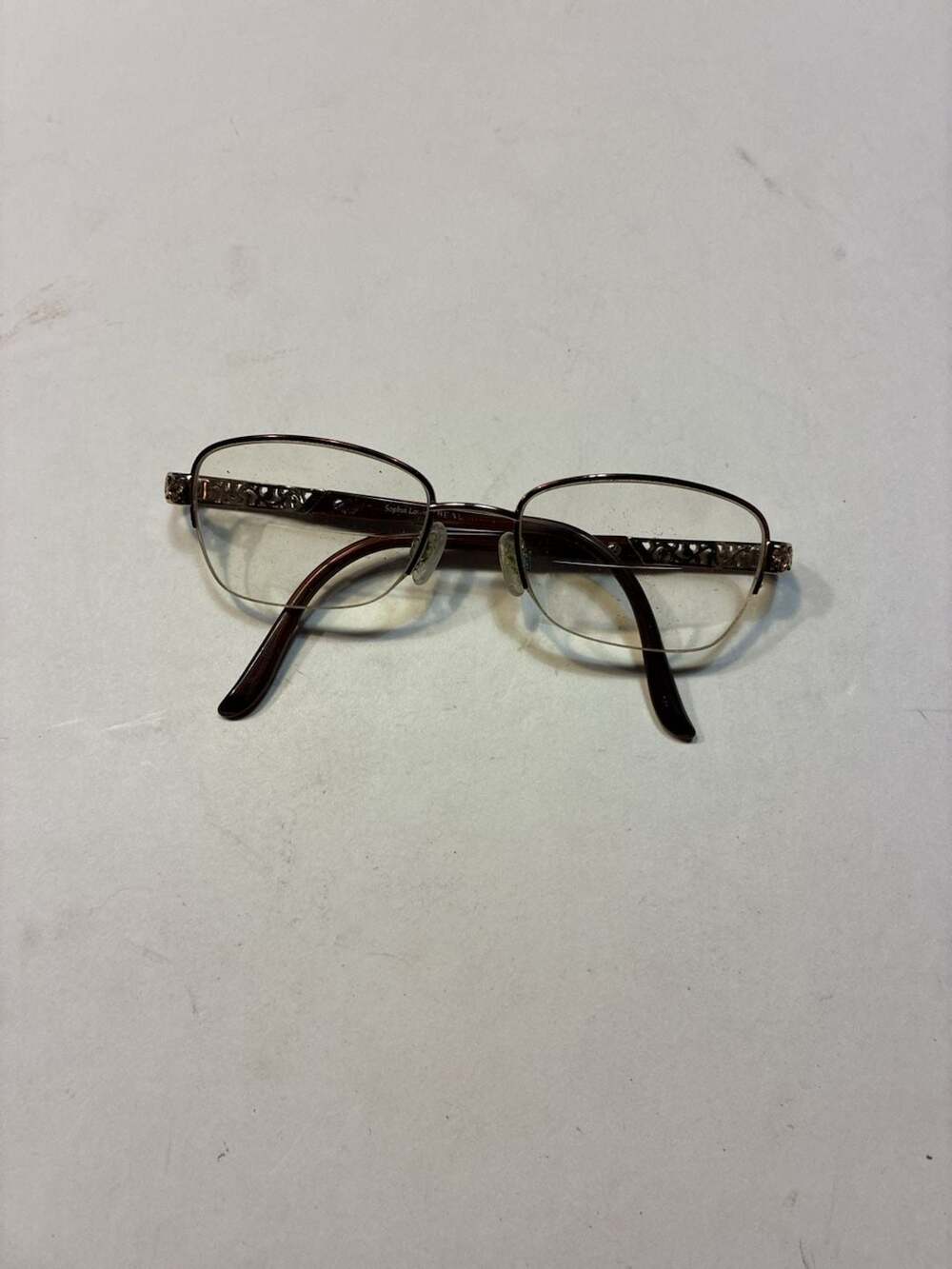 Sophia Loren Beau Rivage Eyeglasses Frame Half Rimless Brown and Gold